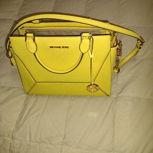 Michael Kors Prism Large Safiano leather satchel with shoulder strap. $150